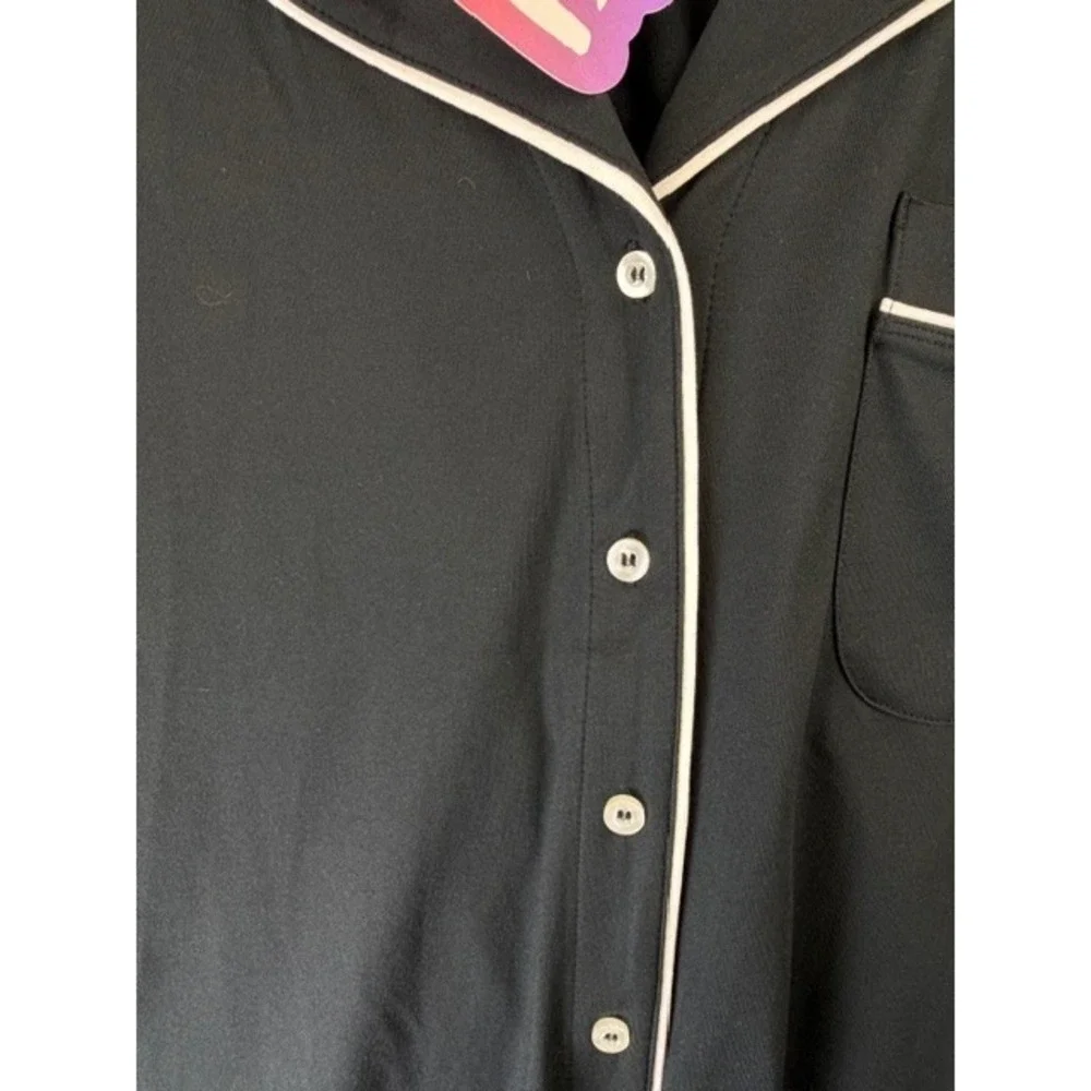 Yitty Cloud Jersey Sleep Top 2X Black Button‎ Soft Pajama Top Loungewear Cozy